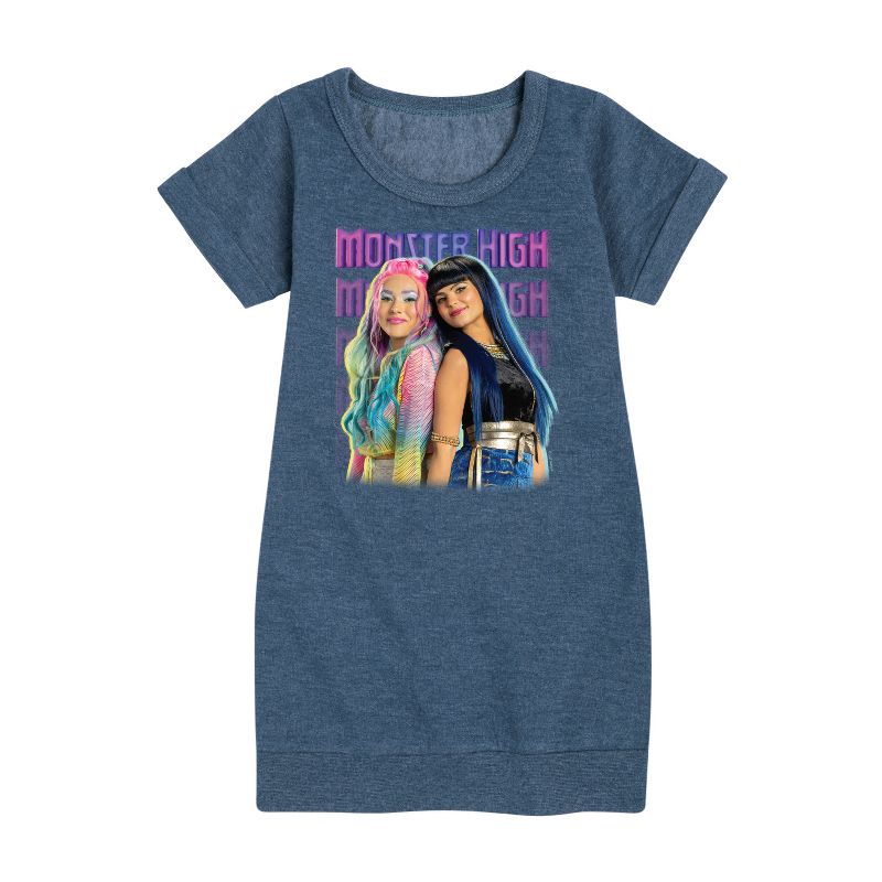 Girls' - Monster High - Cleo And Mermaid Graphic Short Sleeve Fleece Dress