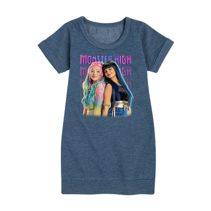 Girls' - Monster High - Cleo And Mermaid Graphic Short Sleeve Fleece Dress