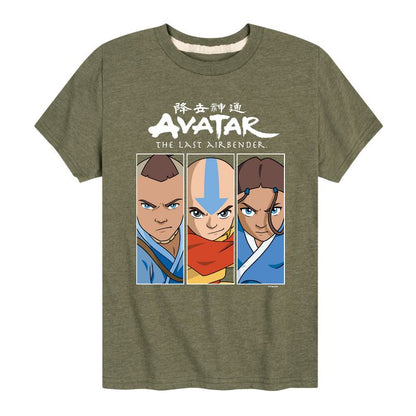 Boys' - Avatar: The Last Airbender - Aang Sokka Katara Trio Short Sleeve Graphic T-Shirt