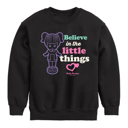 Boys' - Polly Pocket - Believe In The Little Things Graphic Long Sleeve Fleece Sweatshirt