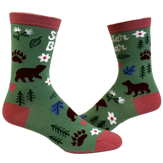 Youth Sister Bear Sock Funny Cute Siblings Brother Family Graphic Footwear - Crazy Dog Socks