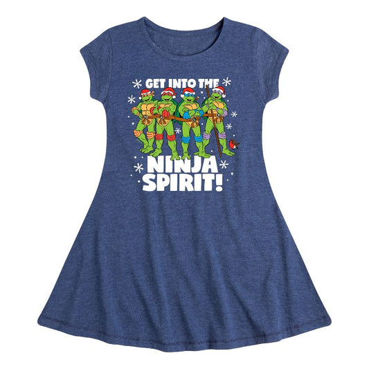 Girls' - Teenage Mutant Ninja Turtles - Get Into The Ninja Spirit Fit & Flair Cap Sleeve Dress