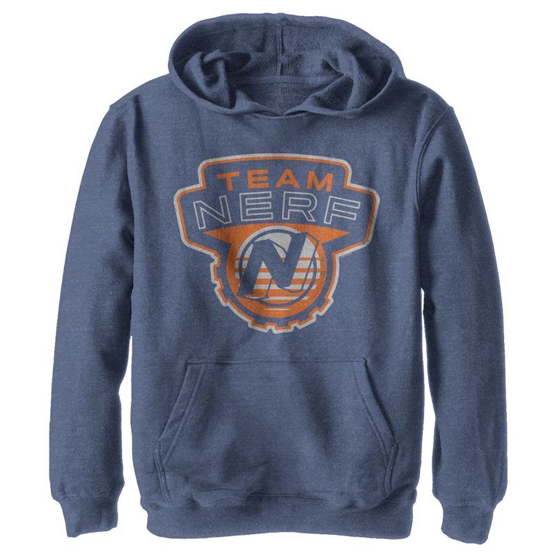 Boy's Nerf Team Blaster Distressed Badge Pull Over Hoodie