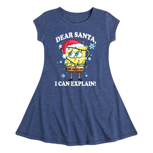 Girls' - SpongeBob SquarePants - Dear Santa Fit & Flair Cap Sleeve Dress