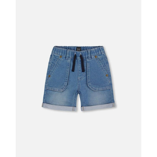 Deux par Deux Boy French Terry Denim شورت دينم أزرق