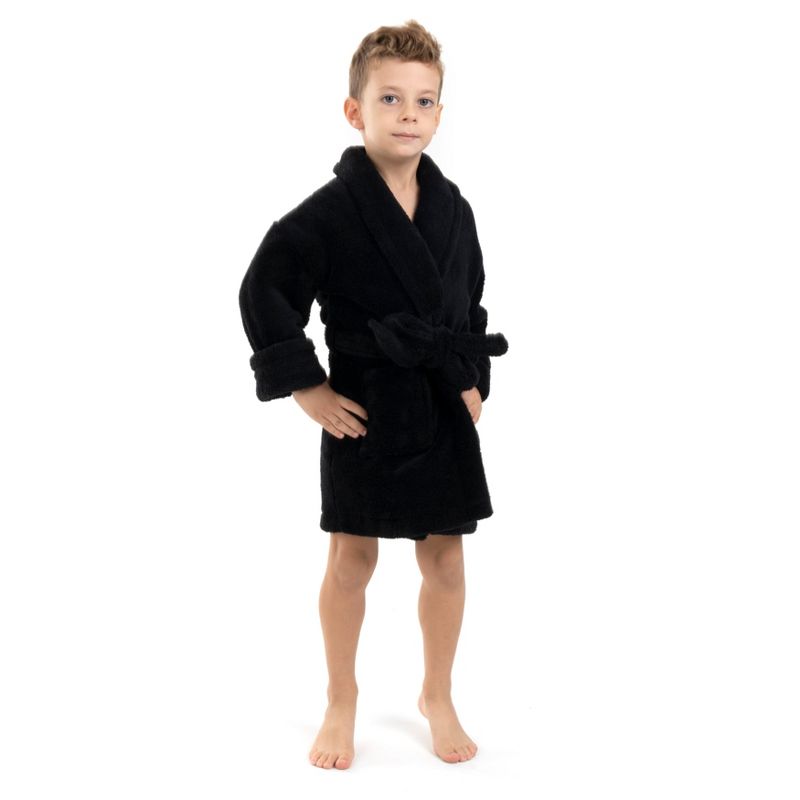 BC BARE COTTON Boys Shawl Robe Microfiber Plush Fleece Bathrobe