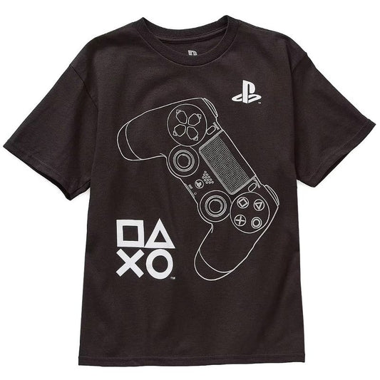 Seven Times Six PlayStation Boys' Shirt Video Game Control Raised Graphic Kids T-Shirt Black