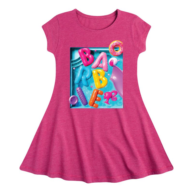 Girls' - Barbie - Summer Pool Floaties Fit & Flair Cap Sleeve Dress
