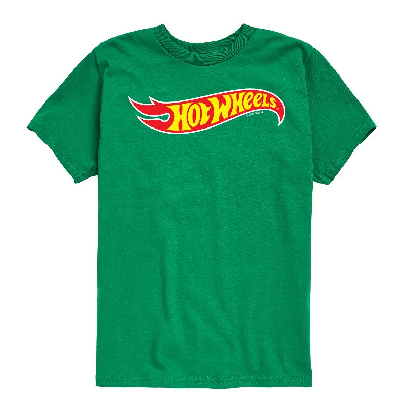 تي شيرت جرافيكي بأكمام قصيرة بشعار اللهب الكلاسيكي للأولاد - هوت ويلز