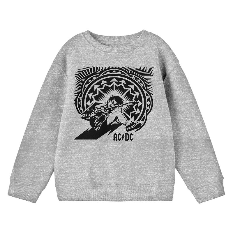 ACDC Tribal Art Crew Neck Long Sleeve Athletic Heather Boy's Sweatshirt