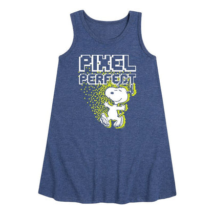 Girls' - Peanuts - Pixel Perfect Graphic Sleeveless Aline Dress
