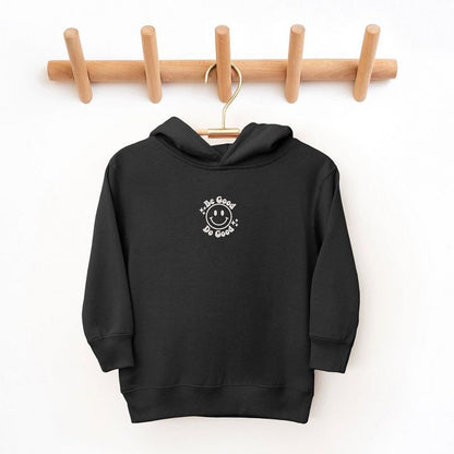 The Juniper Shop Embroidered Be Good Do Good Smiley Face Toddler Graphic Hoodie