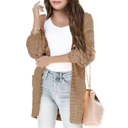 Girls Sweater Cardigan Open Front Longline Sweater Cable Knit Sweater Long Sleeve Color Block Sweater