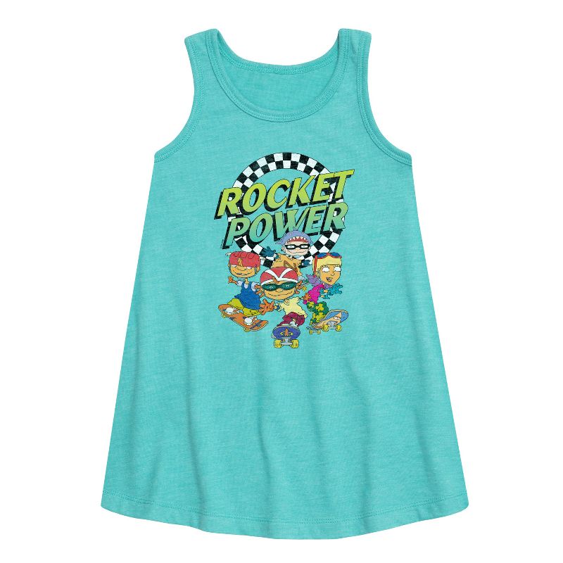 فستان بناتي بدون أكمام بتصميم جرافيكي من روكيت باور - فينيش لاين