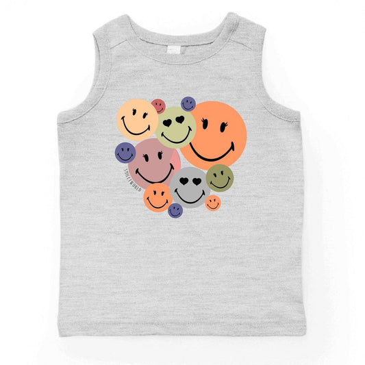بلوزة شبابية بدون أكمام من مجموعة SmileyWorld Stacked Smiles من The Juniper Shop