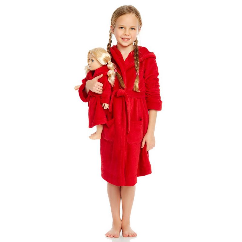 Leveret Girl and Doll Matching Fleece Hooded Robe