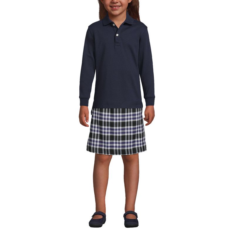 Lands' End School Uniform Kids Long Sleeve Interlock Polo Shirt