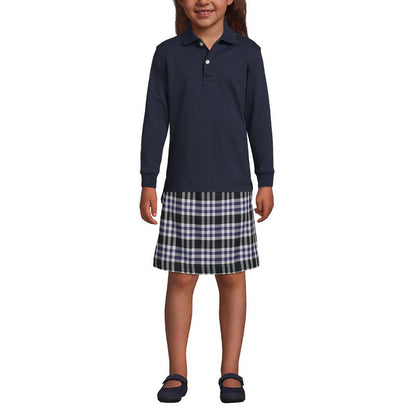 Lands' End School Uniform Kids Long Sleeve Interlock Polo Shirt