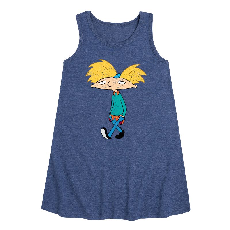 Girls' - Hey Arnold! - Distressed Arnold Graphic Sleeveless Aline Dress