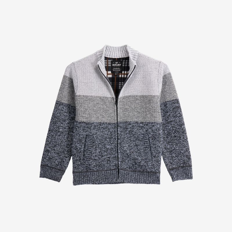 X RAY Boy's Full Zip Mock Neck Sweater With Fleece Lining