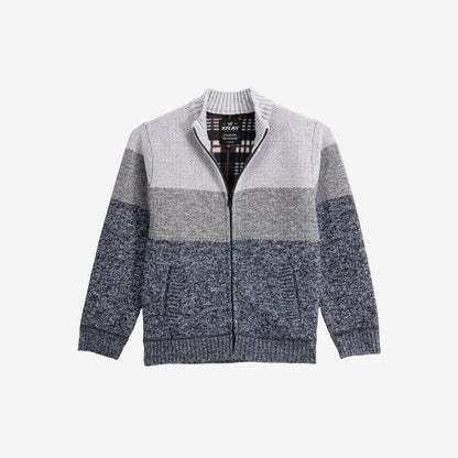 X RAY Boy's Full Zip Mock Neck Sweater With Fleece Lining