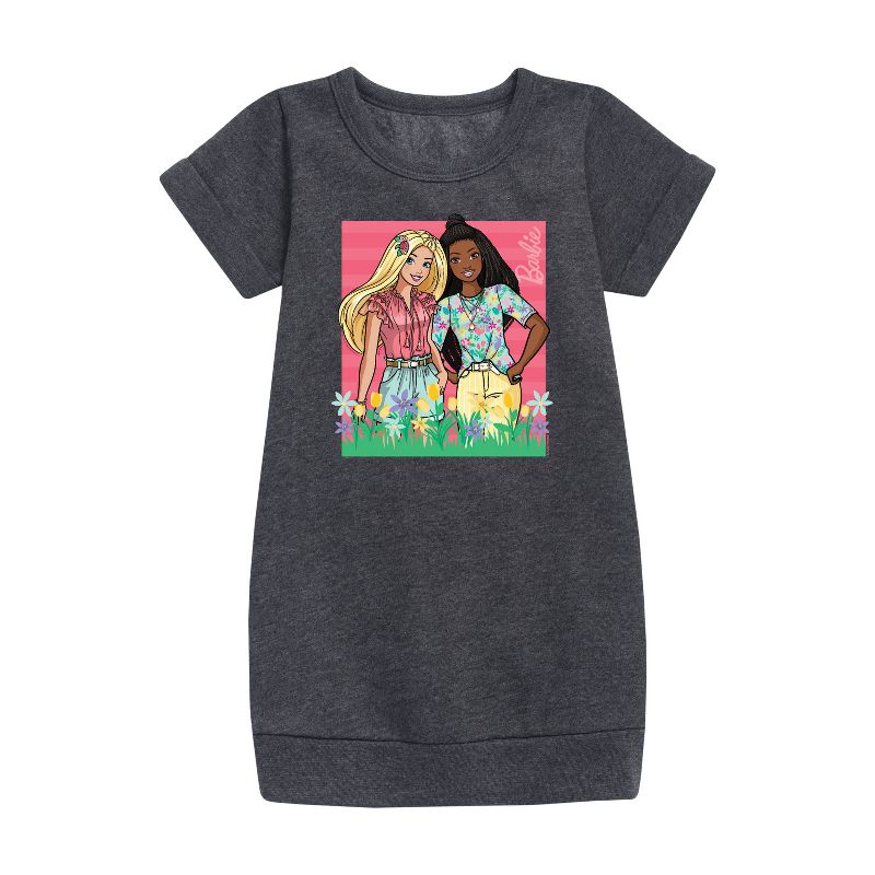 فستان باربي - عيد الفصح الجرافيكي - بأكمام قصيرة - للبنات