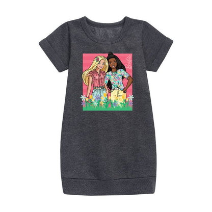 فستان باربي - عيد الفصح الجرافيكي - بأكمام قصيرة - للبنات