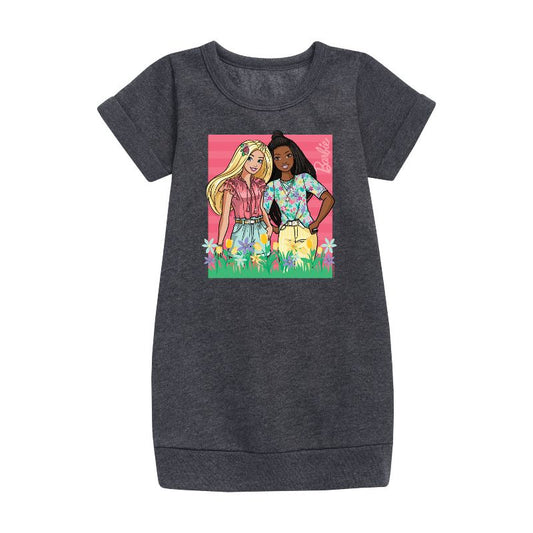 Girls' - Barbie - Easter Graphic Short Sleeve Fleece Dress