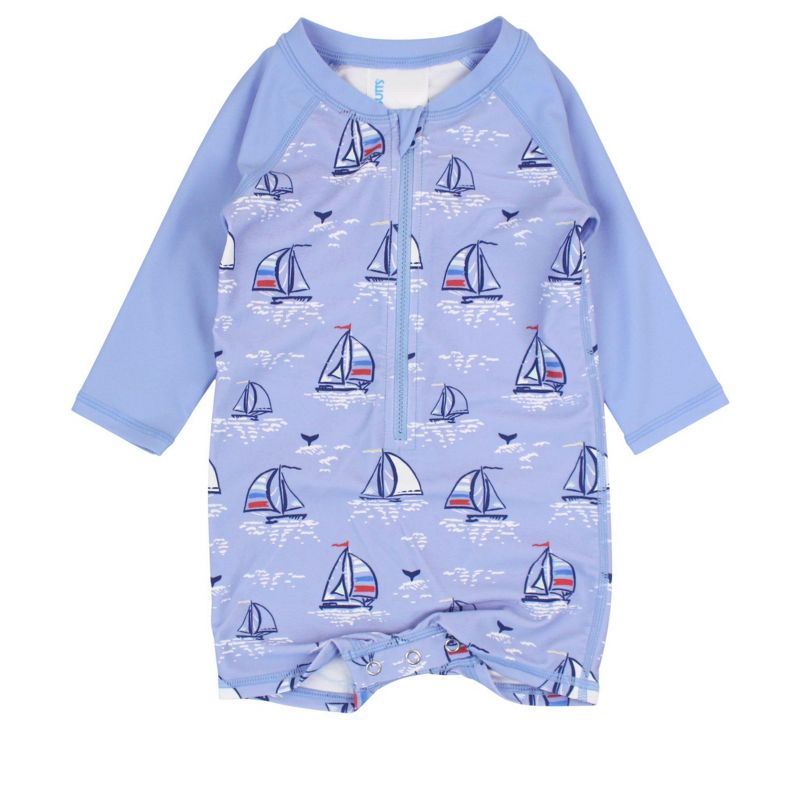 RuggedButts Baby/Toddler Boys UPF50+ Long Sleeve One Piece Rash Guard