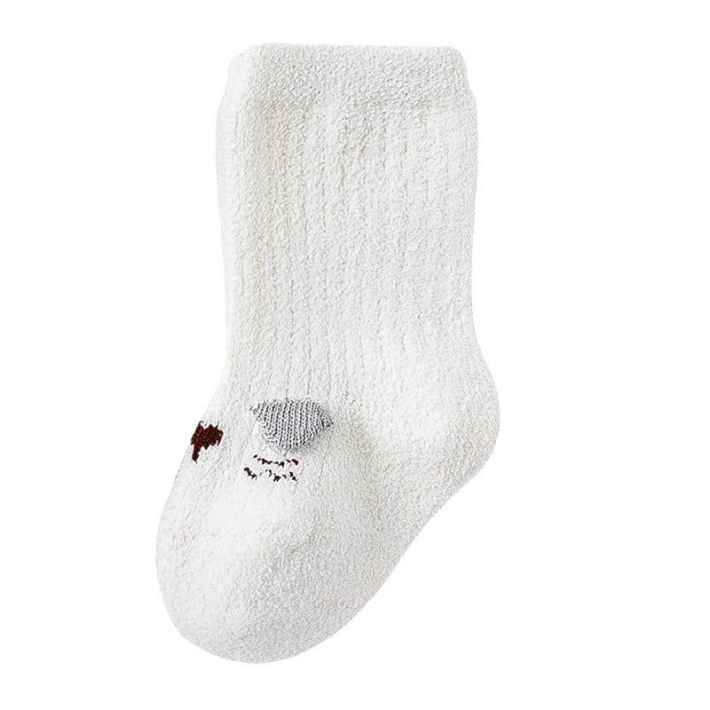 MyKids-Usa Baby Cartoon Pattern Coral Fleece Comfy Mid-Tube Socks