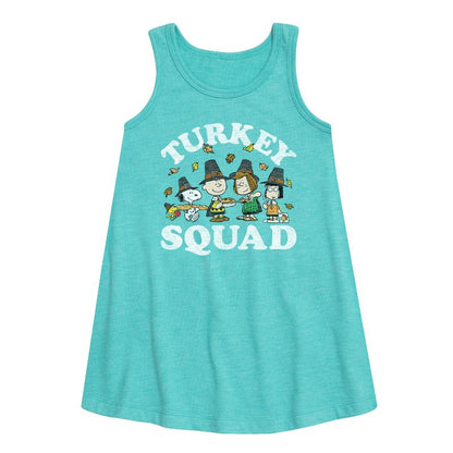 Girls' - Peanuts - Turkey Squad Graphic Sleeveless Aline Dress
