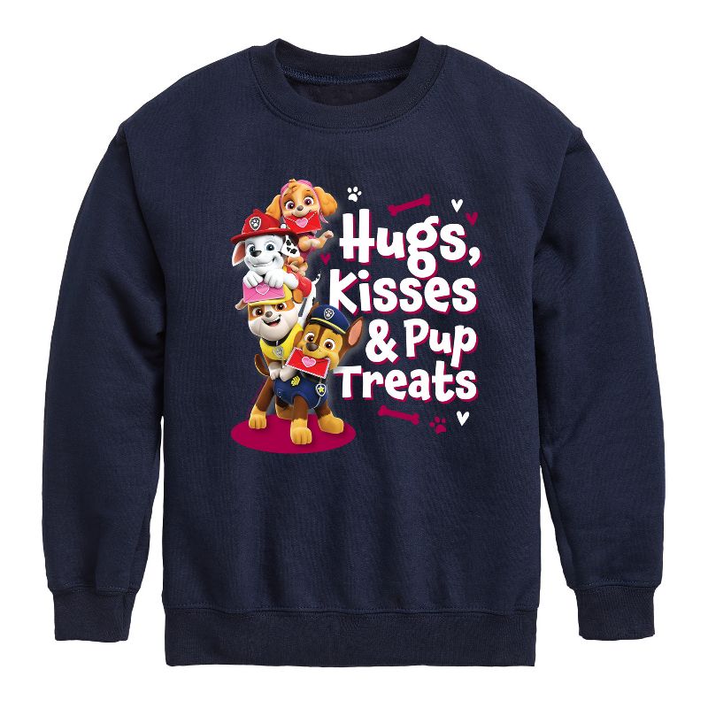 Boys' - Paw Patrol - Hugs Kisses Pup Treats Graphic Long Sleeve Fleece Sweatshirt