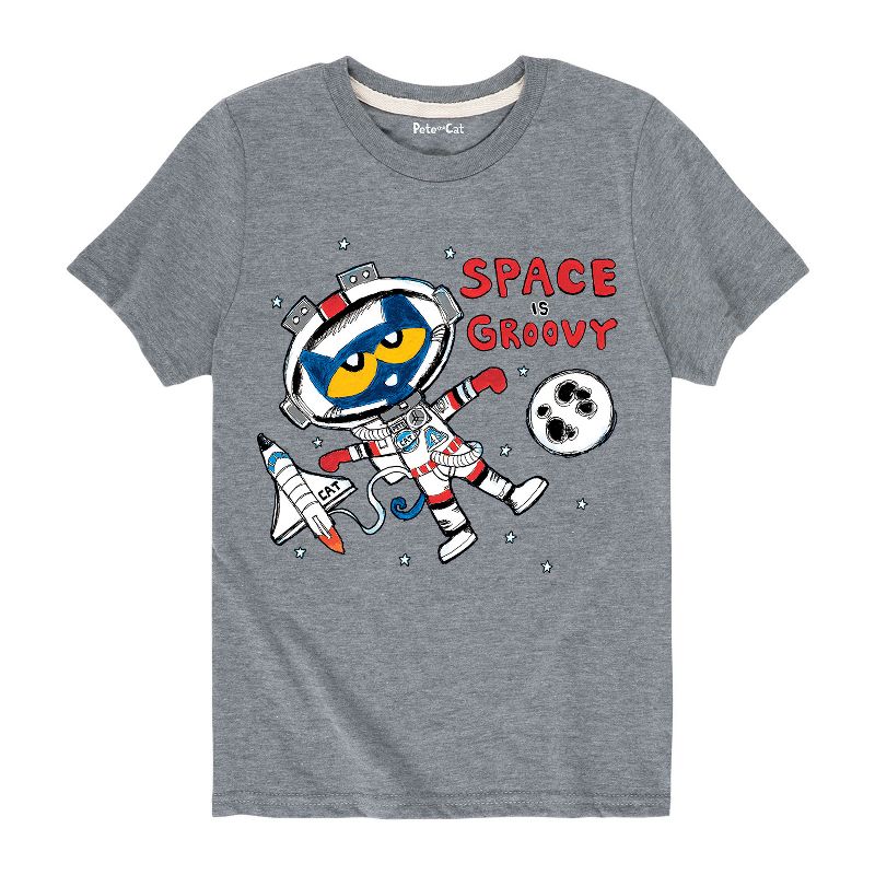 تي شيرت جرافيكي بأكمام قصيرة للأولاد - بيت القط - الفضاء رائع