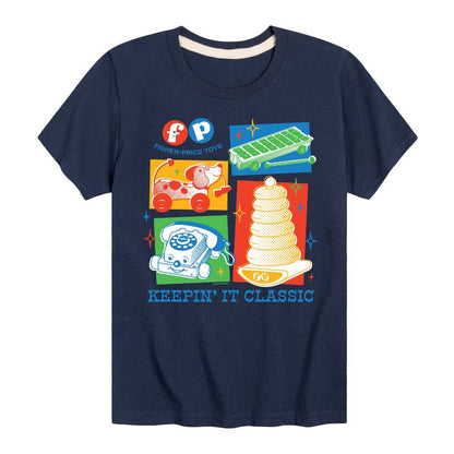 تي شيرت جرافيكي بأكمام قصيرة من Fisher-Price 60S Toys Grid للأولاد - Fisher Price