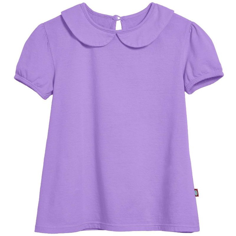 City Threads USA-Made Girls Soft Cotton Jersey Peter Pan Collar Short Sleeve Puff Tee