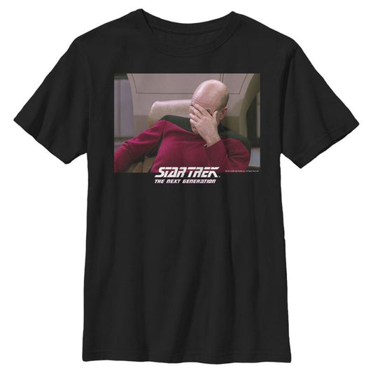 Boy's Star Trek: The Next Generation Captain Picard Palm to Face Meme T-Shirt
