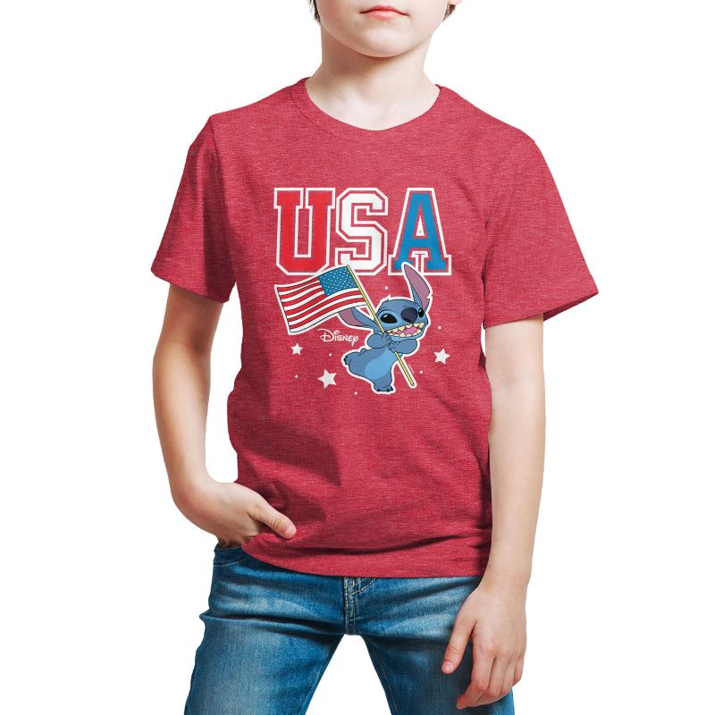Boys' - Lilo and Stitch - USA Stitch Short Sleeve Graphic T-Shirt