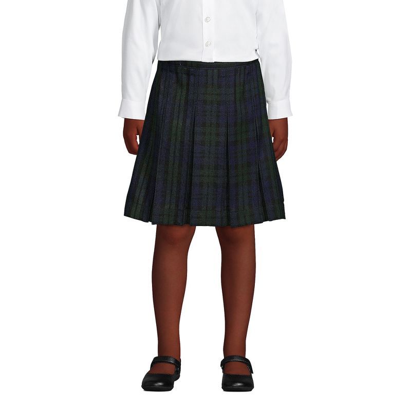 Lands' End School Uniform Kids Plaid Box Pleat Skirt Top of the Knee