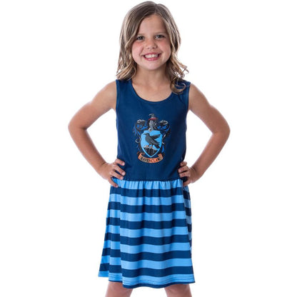 Harry Potter Girls All Houses Crest Logo Tank Stripe Accent Pajama Nightgown
