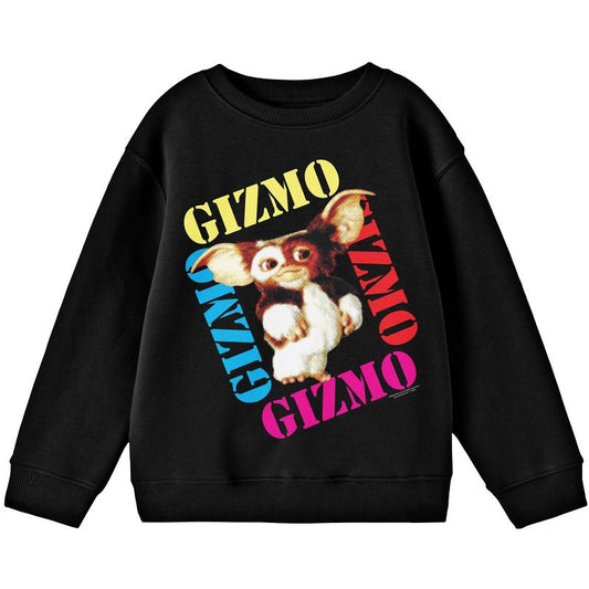 Gremlins Gizmo With Multicolor Names Youth Black Crew Neck Sweatshirt