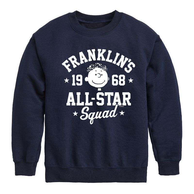 Boys' - Peanuts - Franklins All Star Squad Graphic Long Sleeve Fleece Sweatshirt