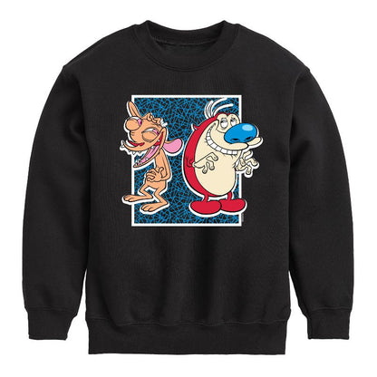 Boys' - Ren & Stimpy - Friendly Laughter Graphic Long Sleeve Fleece Sweatshirt