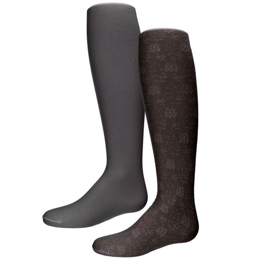 Memoi Floral & Lace Girl's Tights 2-Pack