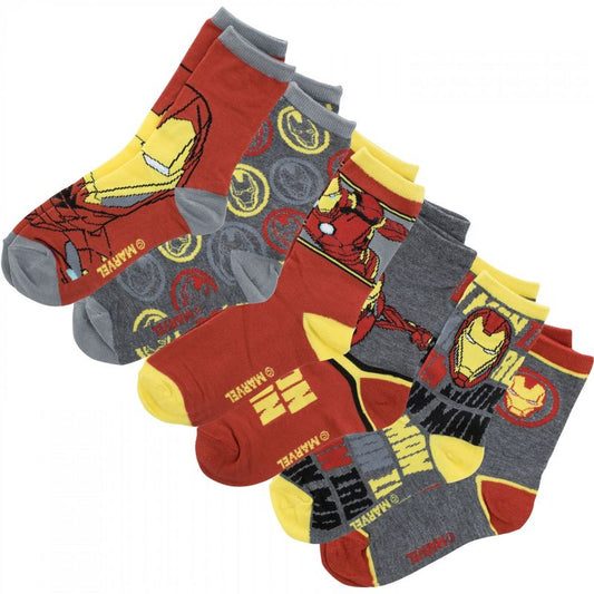 Kids Iron Man Color Block Crew Socks 6-Pair Pack