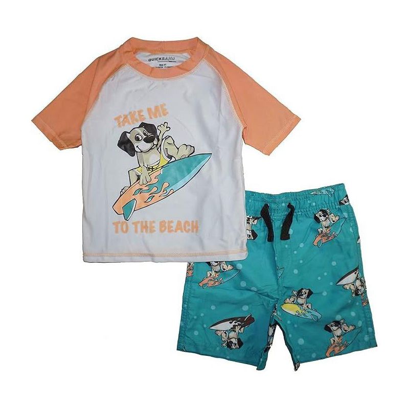 Quicksand Infant/Toddler and Little Boy's Rash Guard And Trunks Swimsuit Sets