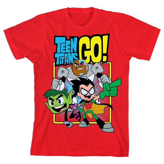Teen Titans Cyborg Beast Boy Robin Youth Boys Red T-Shirt