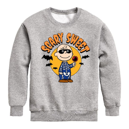 Boys' - Peanuts - Scary Sweet Graphic Long Sleeve Fleece Sweatshirt