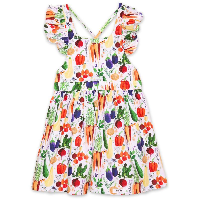 Worthy Threads Little/Big Girls' Ruffle Sleeve Tie Back Dresses