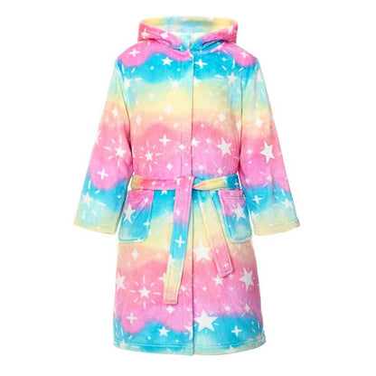 Joyfy Christmas Kids Rainbow Robes for Girls, Hooded Girls Bath Robe, Girls Christmas Pajamas
