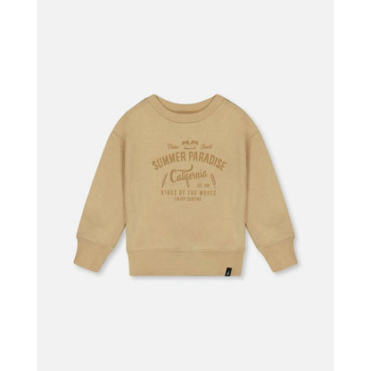 Deux par Deux Boy Pullover Graphic Sweatshirt Beige
